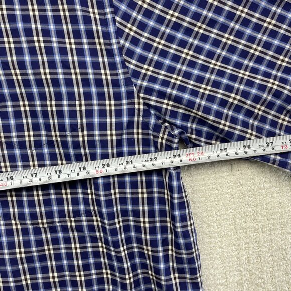 Paul & Shark Yachting Shirt Men Sz 44 Plaid Blue / Brown Short Sleeve Soft Touch - Picture 7 of 16